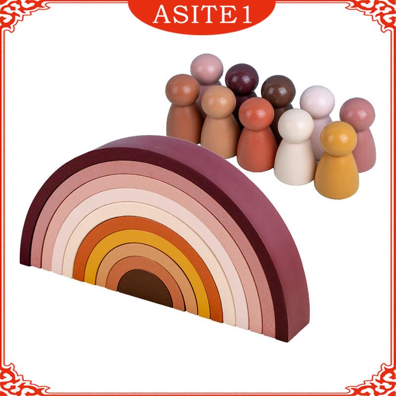 Bộ Đồ Chơi Xếp Hình Cầu Vồng Bằng Gỗ Cho Trẻ Em