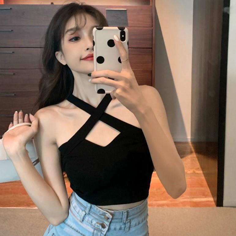 Áo Hai Dây Cổ Đan Chéo Thời Trang Mùa Hè Quyến Rũ Cho Nữ