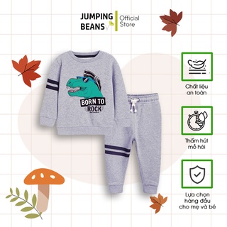 Bộ xám Little Maven áo khủng long xanh quần kẻ cho bé trai 2-7 tuổi | Jumping Beans Official Store