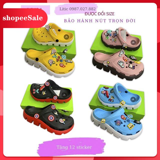 Dép sục cá sấu cao cấp nhiều màu - Dép cross độn đế đi mưa hàng đẹp loại 1 full tag box