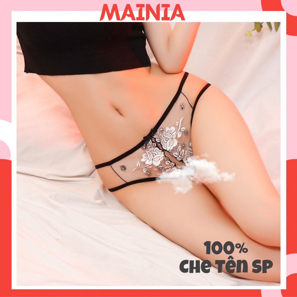 Quần Lót Ren Hoa Hở Đáy Họa Tiết Hoa Hồng 2 Dây Hông 3 Màu Sexy Gợi Cảm Quyến Rũ Mainia Shop