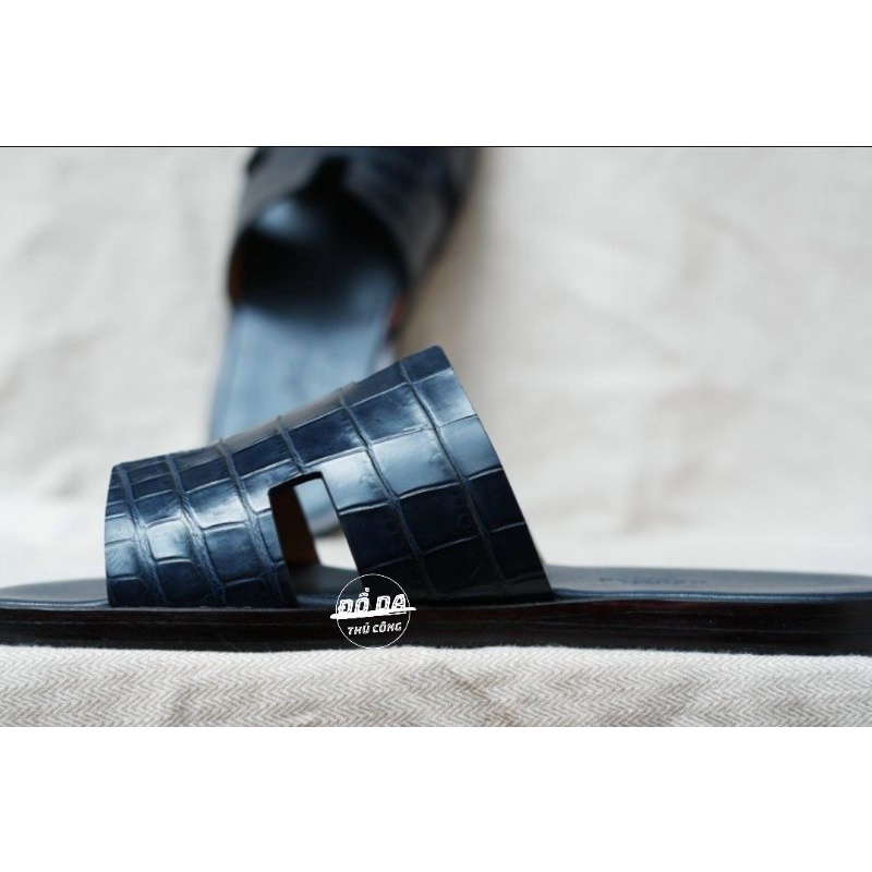 Dép Hermès nam da cá sấu . Tặng kèm 01 thắt lưng Hermes da epsom pháp