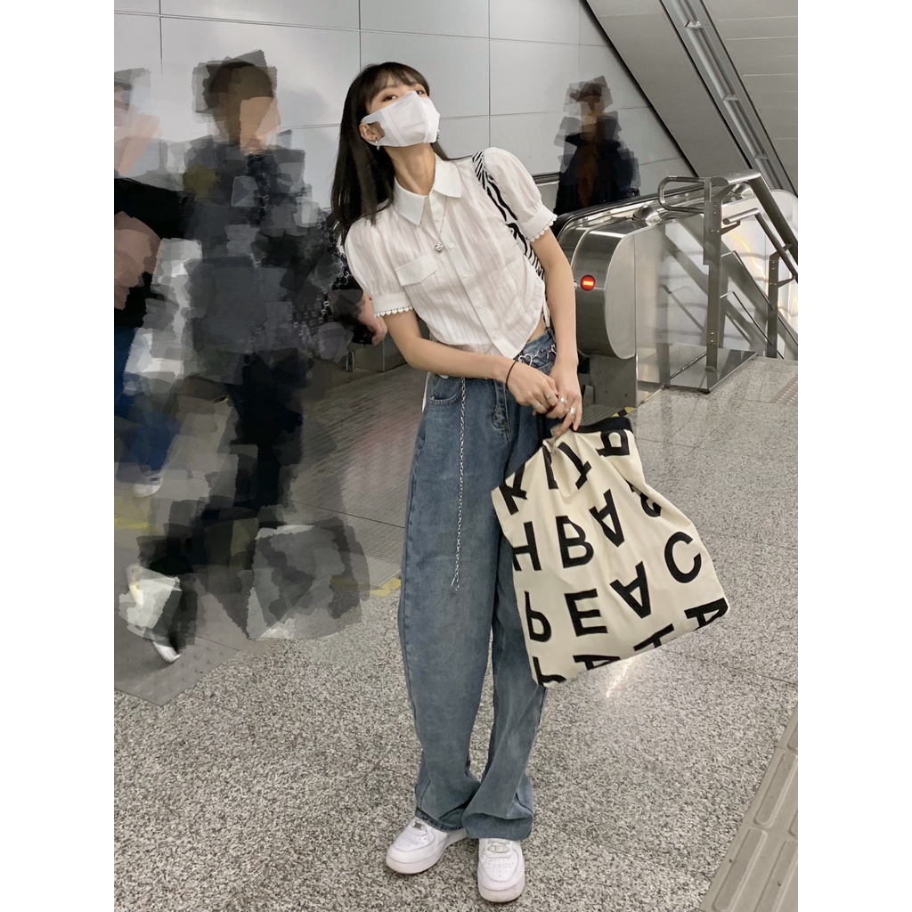 NUZIRO  Áo sơ mi trắng  tay ngắn thời trang cho nữ