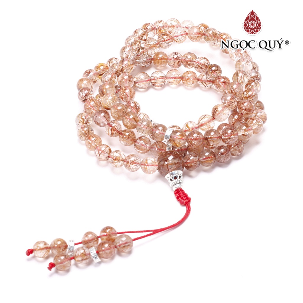Vòng chuỗi 108 hạt thạch anh tóc đỏ - Ngọc Quý