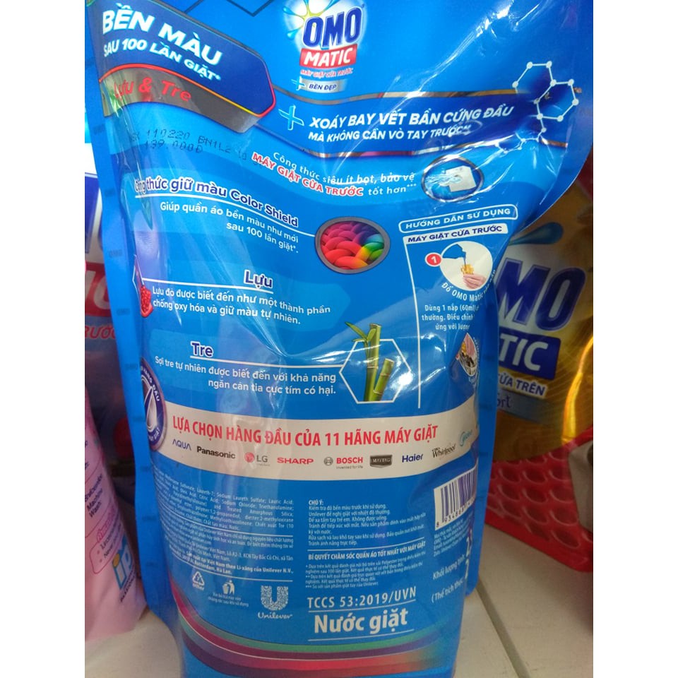 Túi Nước giặt Omo Matic dành cho máy giặt cửa trước túi 2.3kg