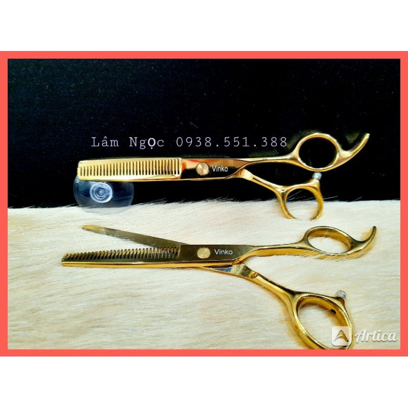 Kéo tỉa tóc 1 răng mạ vàng Siêu Xịn VINKO.