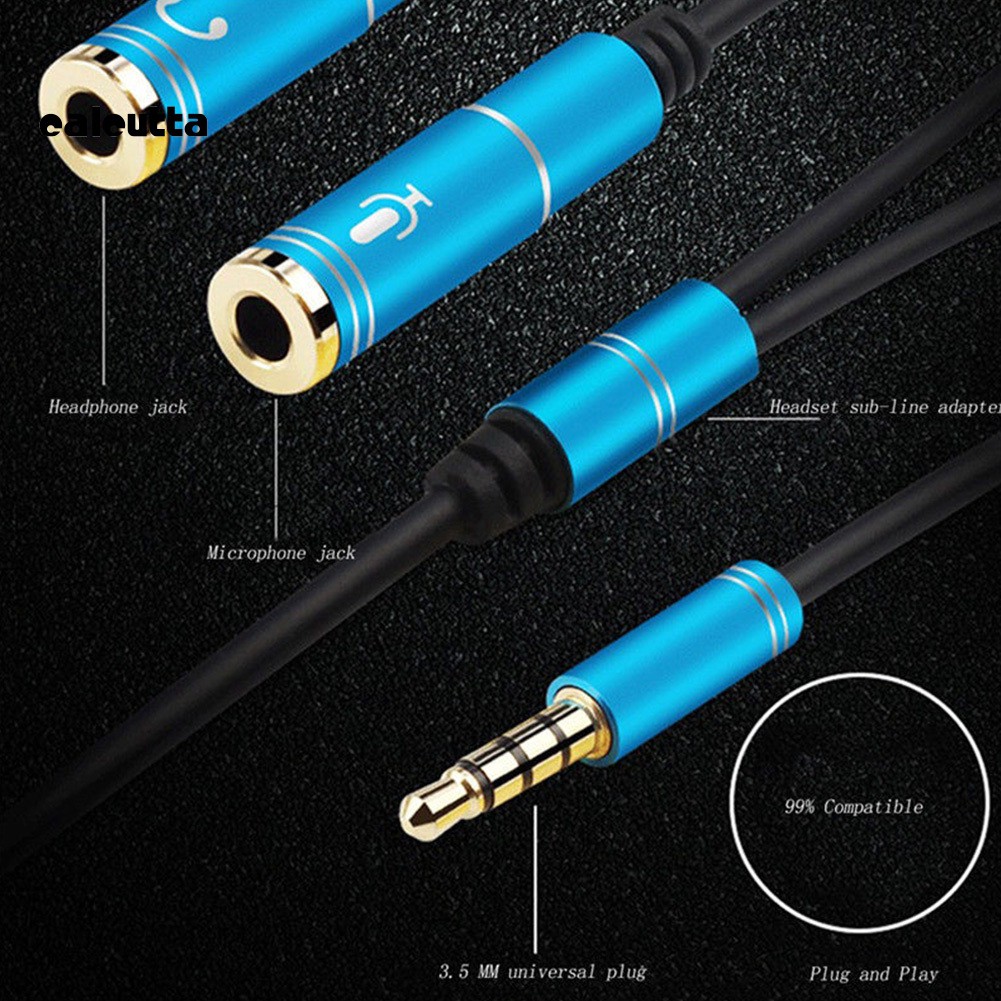 ✡COD✡3.5mm Jack Stereo Headphone Mic Audio Y Splitter Extension Adapter Cable Cord