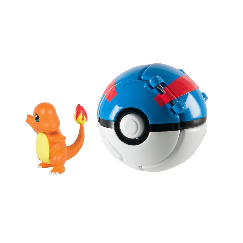 Đồ Chơi Quả Bóng Nảy Throw and Pop Poke Ball Mô Phỏng Trận Chiến Pokémon Pikachu Tomyy (Tặng Bộ Bài Pokemon Cao Cấp)