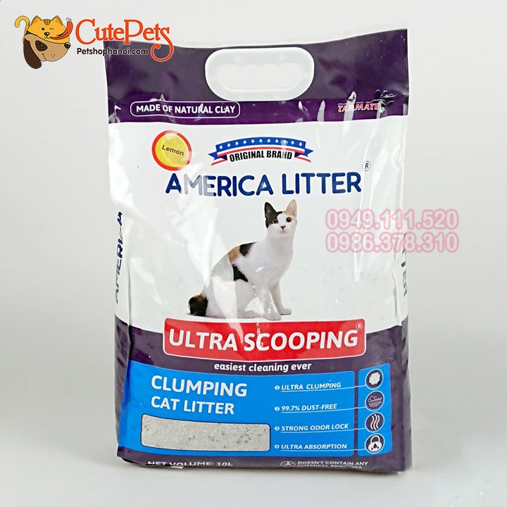 Cát vệ sinh cho Mèo America Litter 10L - Cutepets phụ kiện chó mèo Pet shop Hà Nội