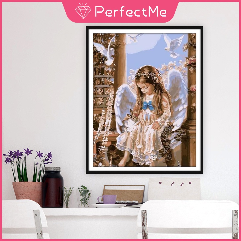 Bộ Tranh Đính Đá 5D Tự Làm Hình Thiên Thần Nhỏ 30×40cm Trang Trí Nhà Cửa