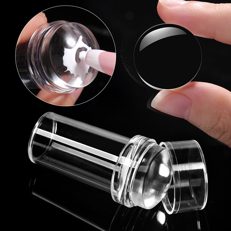 Con Dấu Hai Đầu Bằng Silicon Trong Suốt 2.4cm Kèm Nắp Đậy