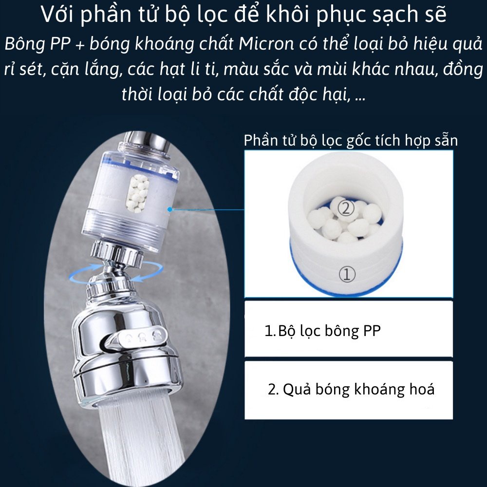 Vòi Rửa Bát Vòi Xịt Tăng Áp Bồn Rửa Bát Xoay 360 Độ 3 Chế Độ Nước tăng áp xịn