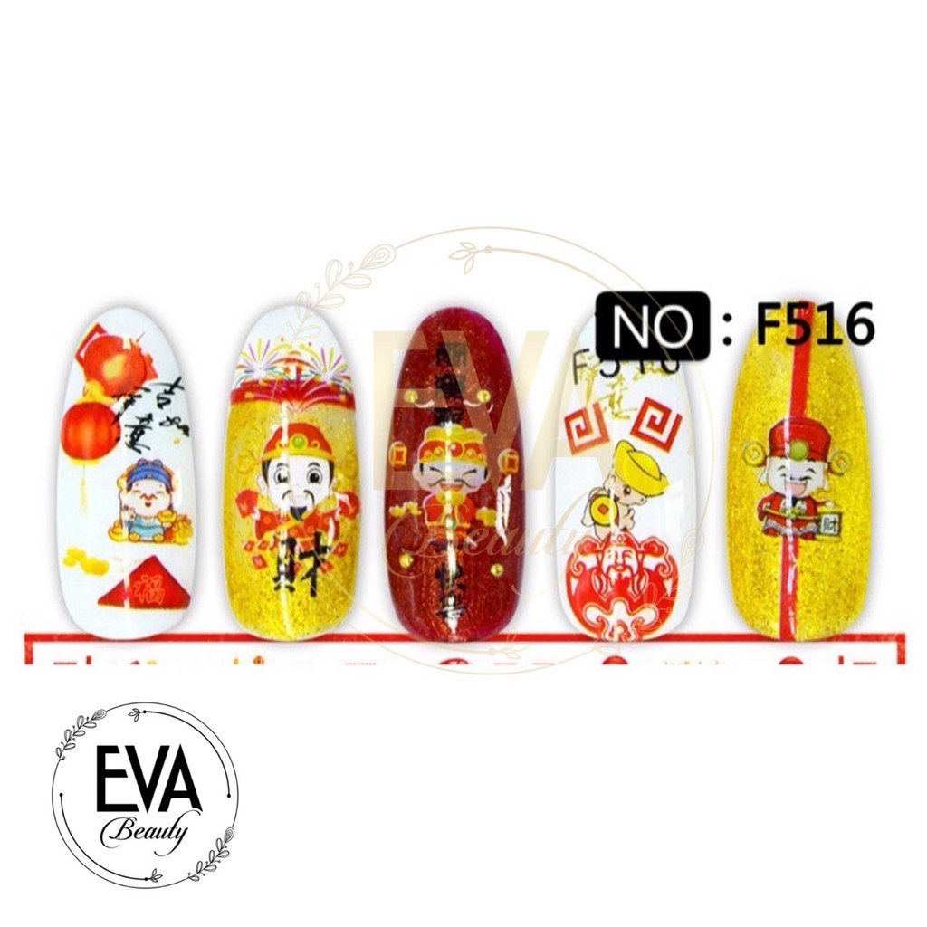 Decal Dán Móng Tay 3D Nail Sticker Tráng Trí Móng Hoạ Tiết Tết Đón Xuân F516