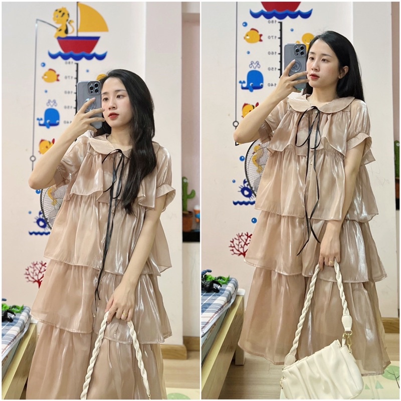 Váy tơ tầng 2 lớp