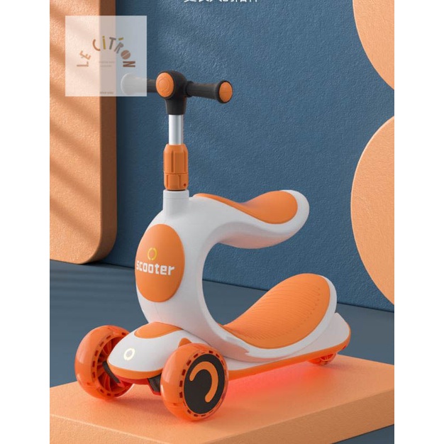 Xe trượt scooter, Xe tập đi đa năng, xe trượt khối ba bánh có ghế ngồi dành cho bé