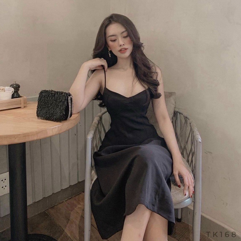 Đầm đen hai dây v3 đi tiệc - đi biển - đi dạo phố