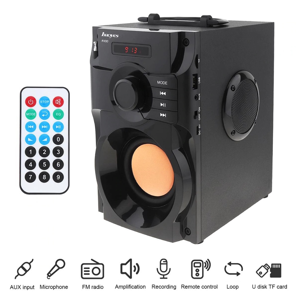 Loa Nghe nhạc Bluetooth Cao Cấp Super Bass RS - A100 (có điều khiển từ xa) - Loa hát karaoke {SIÊU SALE}