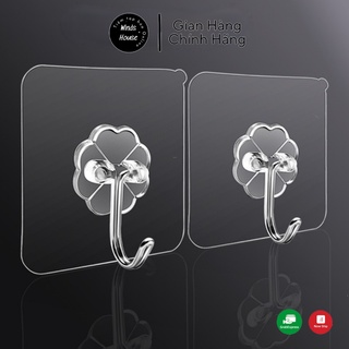 Set 10 móc dán tường trong suốt chịu lực cao 6x6cm