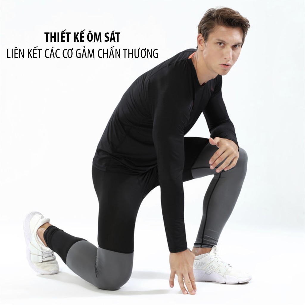 Quần Legging ĐEN XÁM Nam tập Gym - N207