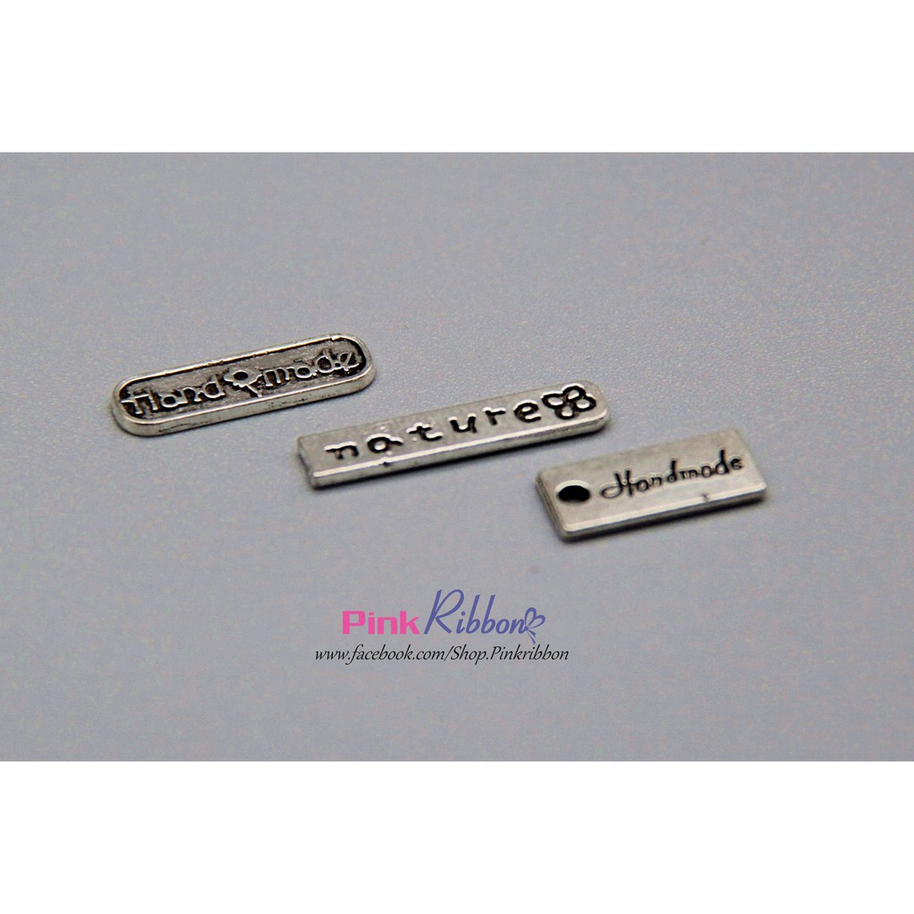 Bảng chữ kim loại mạ bạc Chữ &quot;handmade&quot;, &quot;nature&quot; - SET 5C