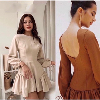 Đầm xoè lưng V chân bèo tay nơ hàng TK cao cấp