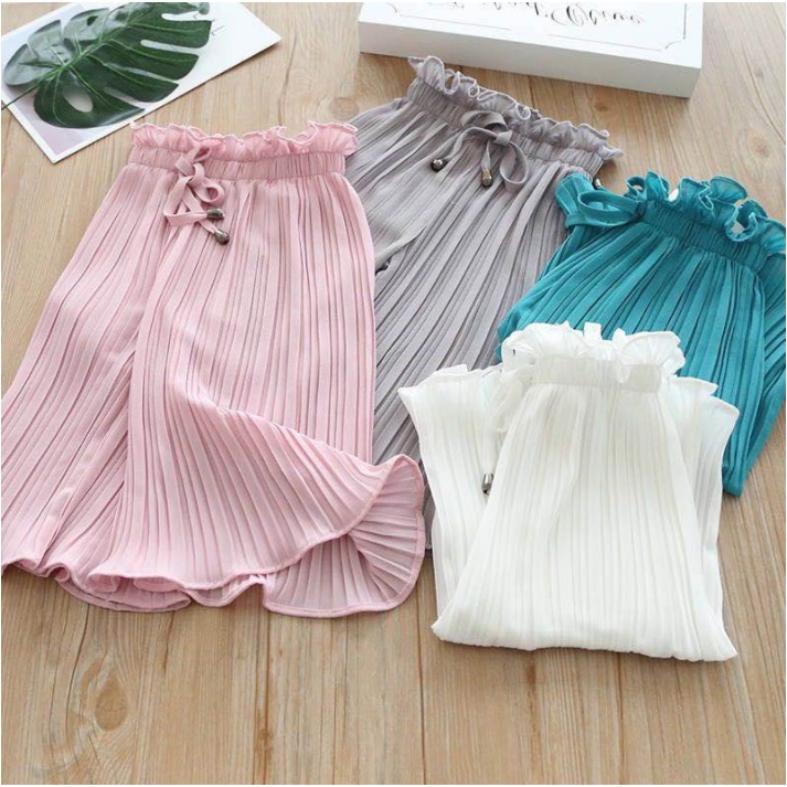 Quần dài ống rộng vải mềm lưng thun thoải mái thời trang mùa hè cho bé gái 3-8 tuổi