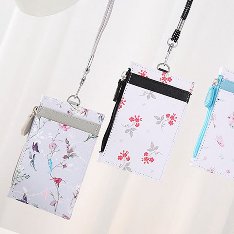 Bao da đựng thẻ ngân hàng / danh thiếp đa năng tiện dụng kèm dây đeo