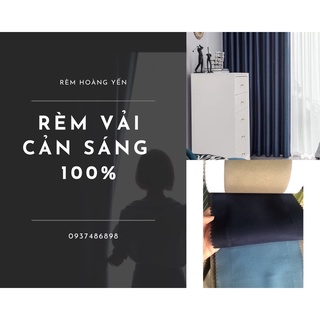 Rèm vải màu xanh cản sáng rèm che cửa sổ phòng ngủ