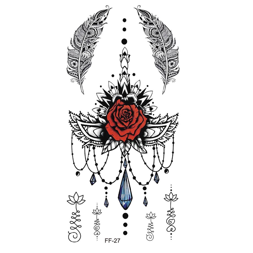 Miếng nhãn dán hình xăm tạm thời hình hoa mandala chống nước quyến rũ
