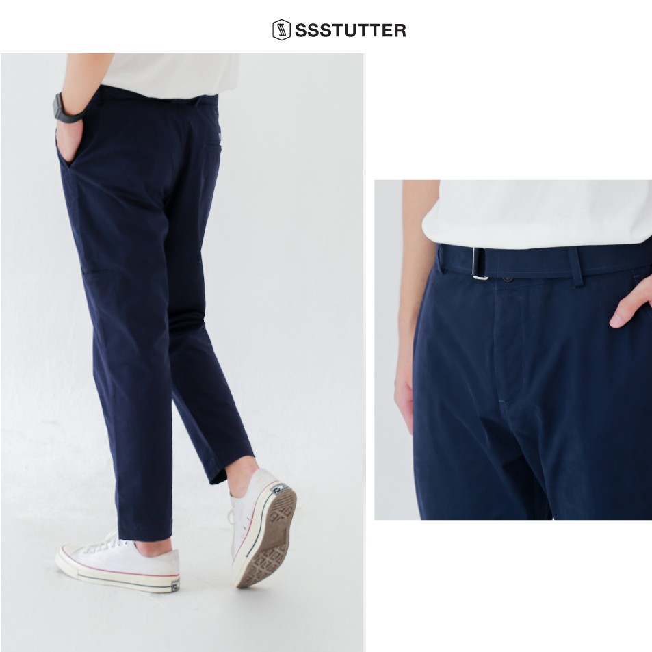 Quần âu nam dài đến mắt cá chân SSSTUTTER có đai quần thông minh ank pants