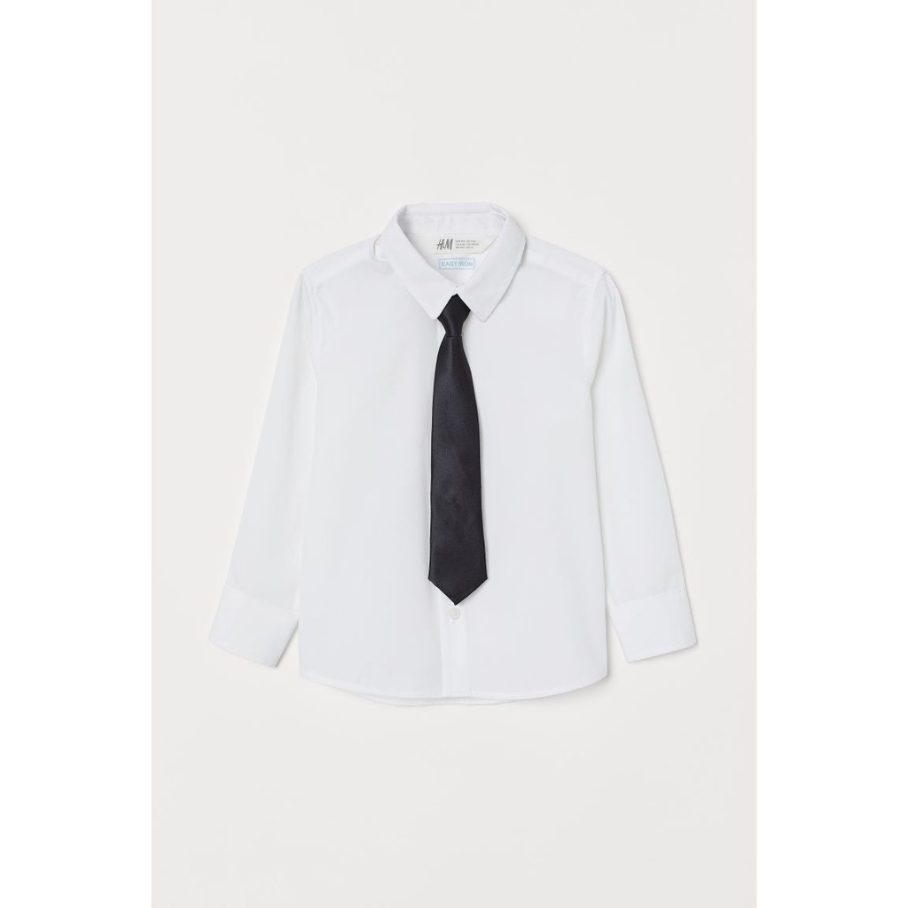 Áo somi trắng dài tay kèm cavat HM H&M_hàng chính hãng authentic