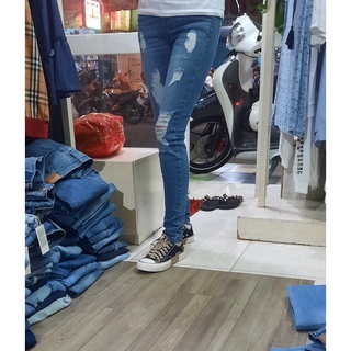 Quần jean nữ vnxk lưng cao , quần rách , from ôm