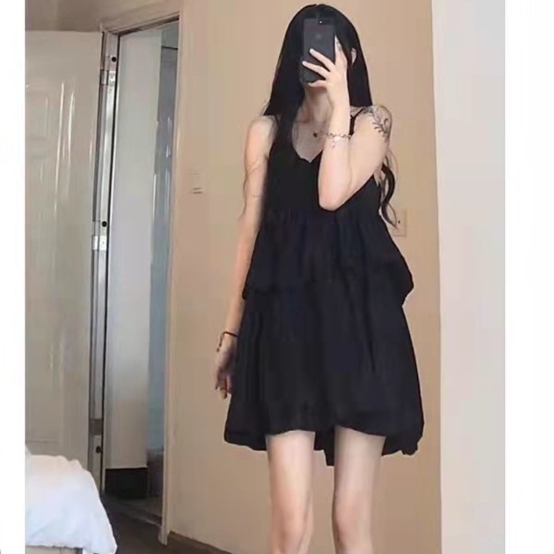 Đầm Voan Hai Dây Cổ Chữ V Thời Trang Nữ Tính