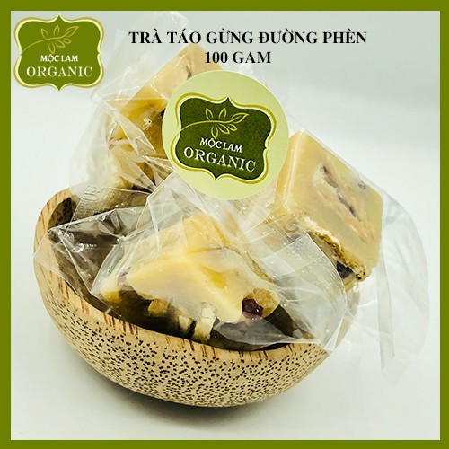 Trà gừng táo đỏ đường phèn mật ong Mộc Lam Túi zíp 100g( 5 -6 Viên)