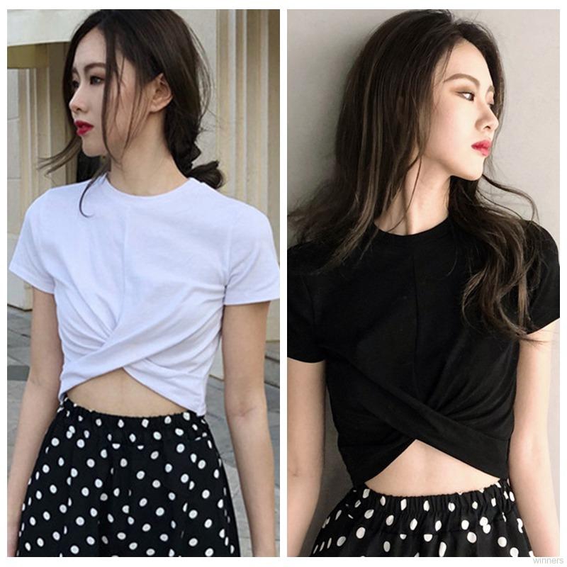Women's Sexy Navel Cross Short T-Shirt | BigBuy360 - bigbuy360.vn