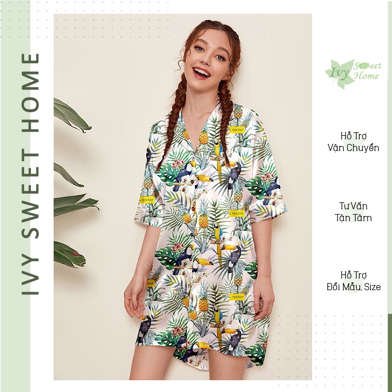 Big size  Đầm Ngủ Lụa Dễ Thương Mùa Hè Mềm Mại  Đồ Mặc Nhà IVY127