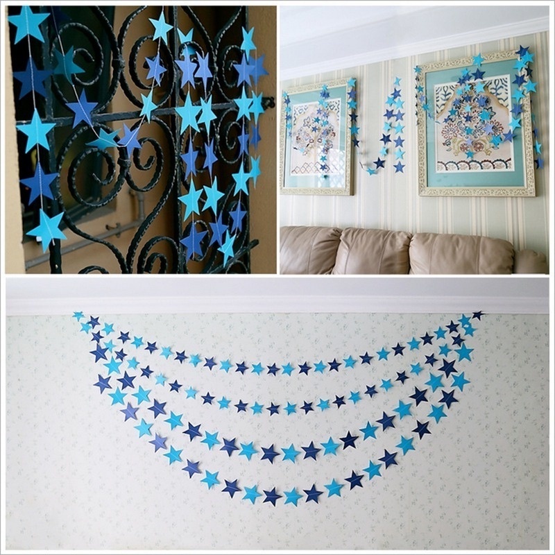 1 Dải Băng Rôn Hình Ngôi Sao Bằng Giấy Màu Đồng Treo Tường Trang Trí Phòng Ngủ / Sinh Nhật / Tiệc Giáng Sinh