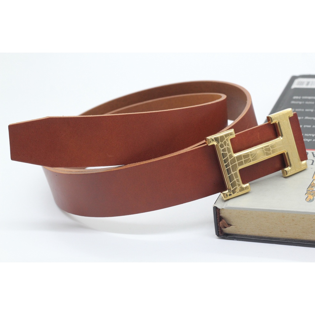 Thắt Lưng Dây Nịt Nam Da Bò Vachetta Nhập Khẩu Cao Cấp Nguyên Tấm Siêu Mềm Kèm Khóa Xịn Chữ H Không Gỉ, BH 12 Tháng