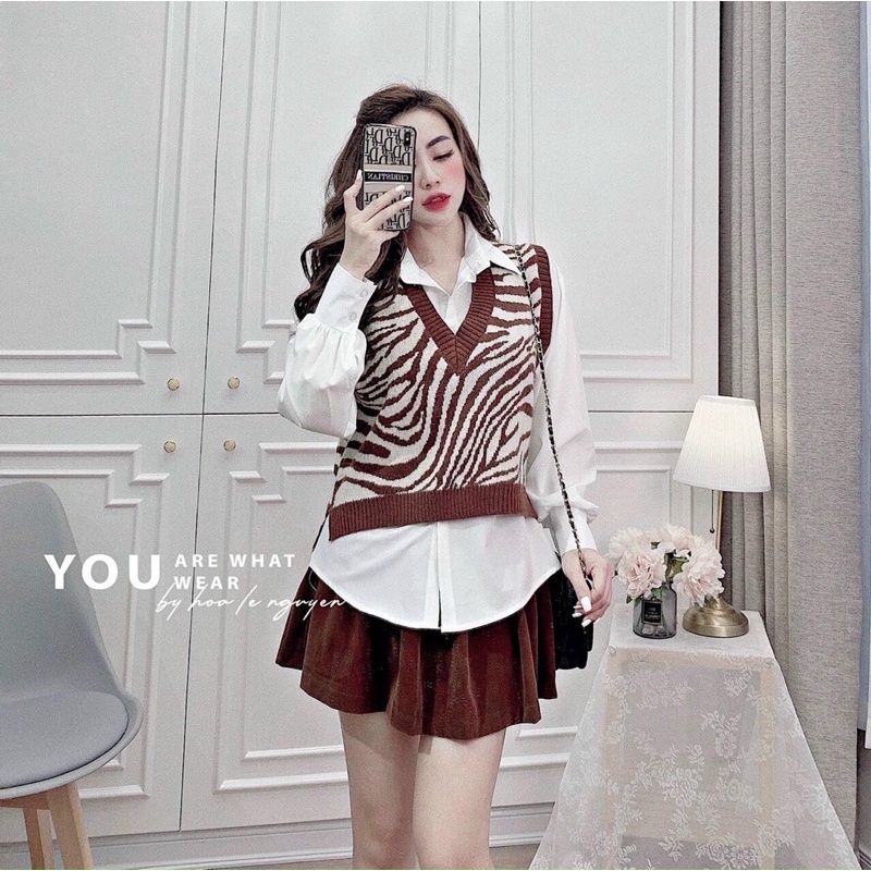 áo len gile hình ngựa vằn 3 màu