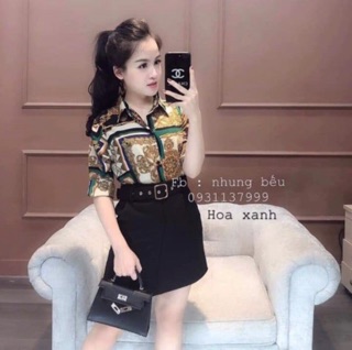 Áo sơ mi lụa hoạ tiết 3 màu