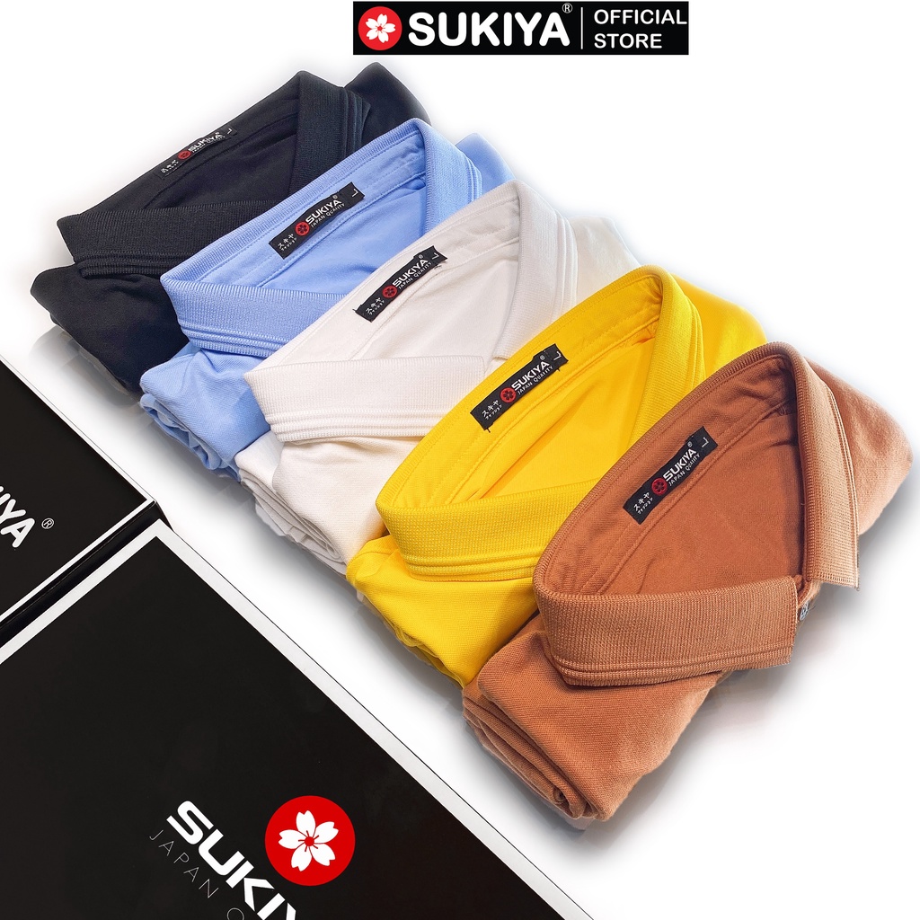 Áo thun nam SUKIYA cổ bẻ Gân dệt kim AT06