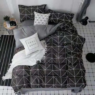 [HÀNG CAO CẤP] BỘ GA GIƯỜNG, DRAP GIƯỜNG COTTON KẺ ĐEN