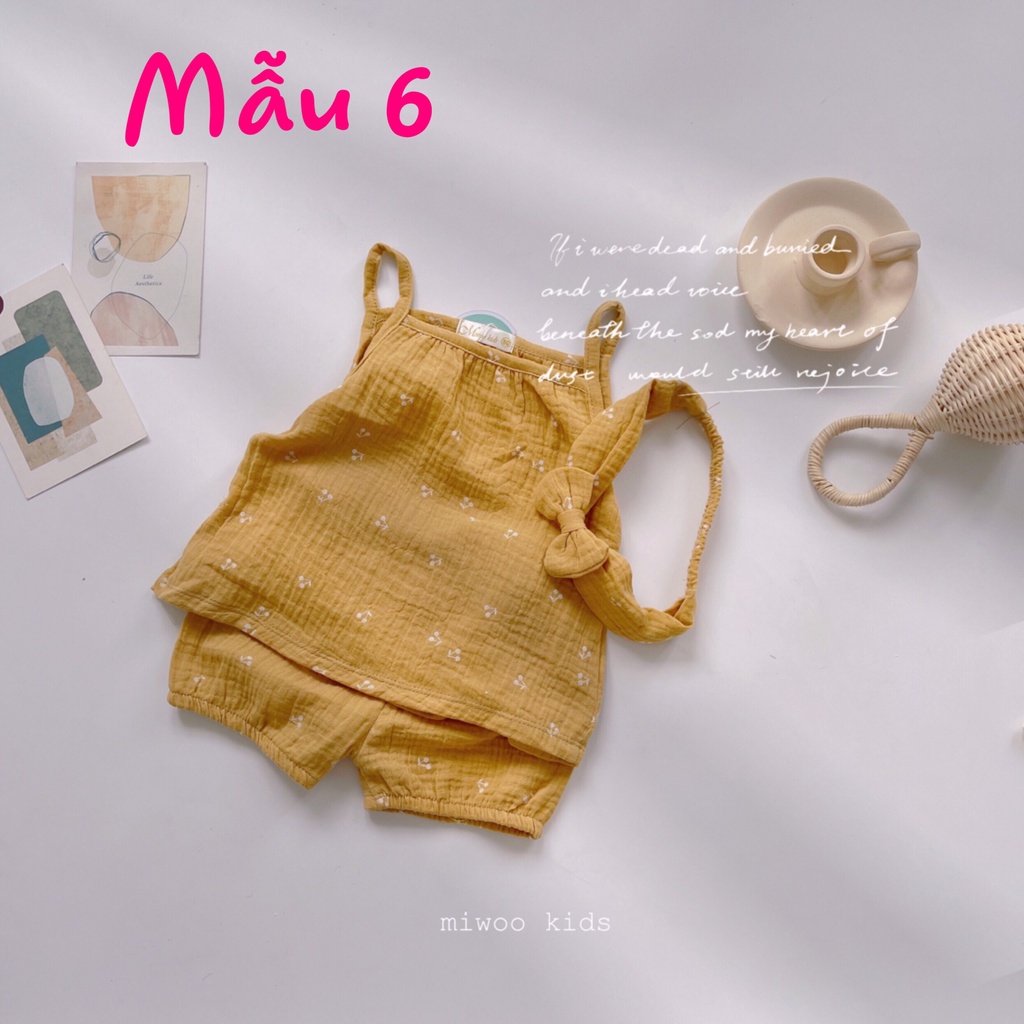 Đồ bộ 2 dây chất musline cao cấp cho bé gái / Đồ bộ 2 dây bé gái