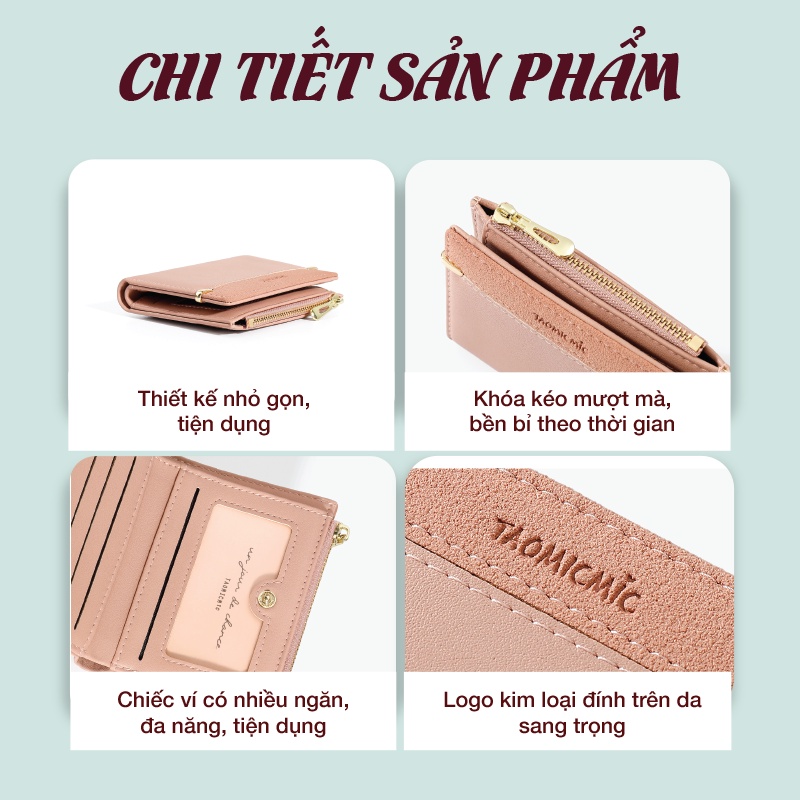 Ví nữ ngắn mini thời trang chính hãng TAILIAN nhỏ gọn nhiều ngăn đựng tiền da cao cấp cực đẹp giá rẻ TM01 - Tukado