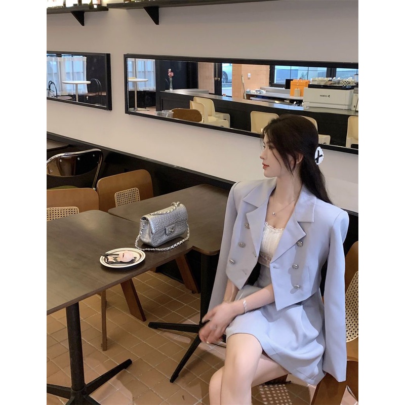 Xiaoxiang Áo Khoác Vest Tay Dài Dáng Ngắn Phong Cách Hàn Quốc Cao Cấp Cho Nữ