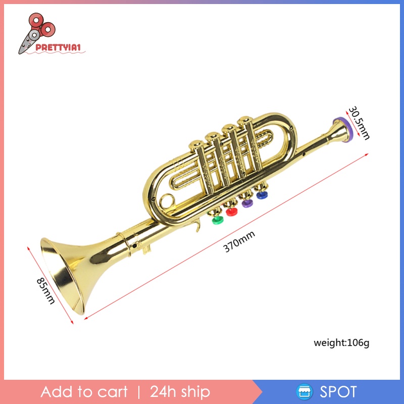 [Prettyia1] Kèn Trumpet Nhựa 1x / 3 Phím Màu Vàng Đồ Chơi Phát Triển Sớm Cho Bé