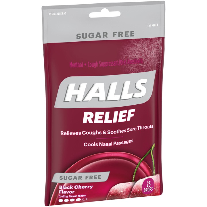 Kẹo ngậm Halls Relief Sugar Free Black Cherry