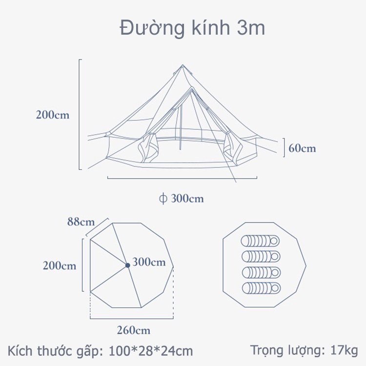 Lều cắm trại mông cổ 4 đến 8 người, lều dã ngoại, du lịch lớn chống nước - HGMST