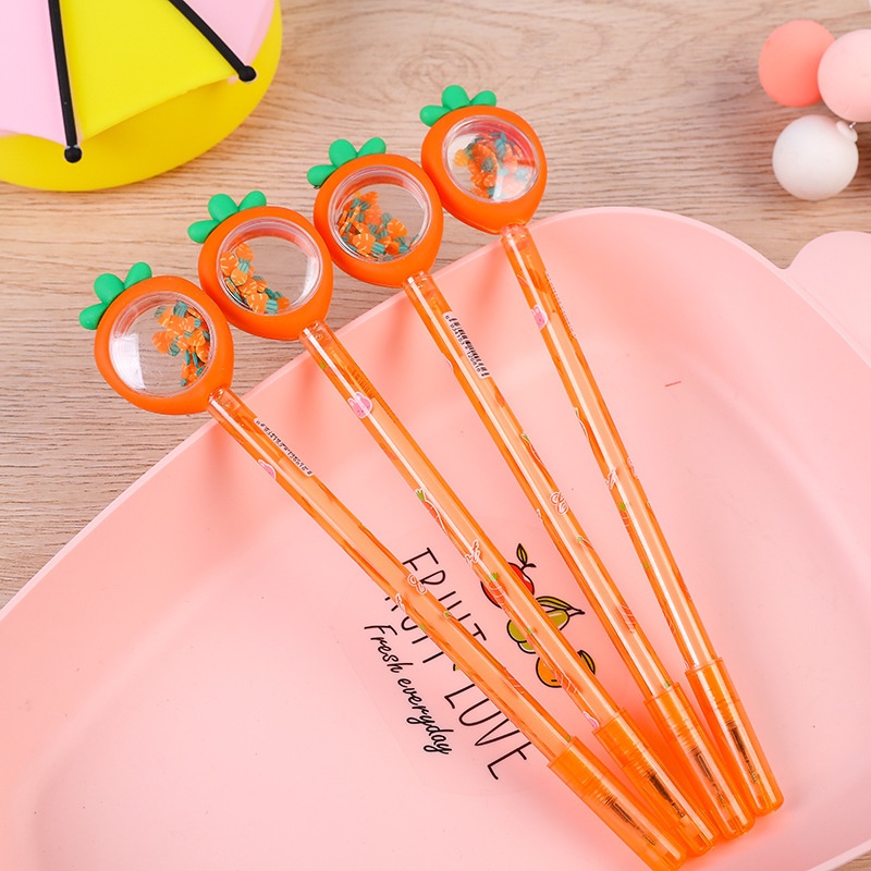 1 Bút Mực Gel Hình Củ Cà Rốt Lấp Lánh