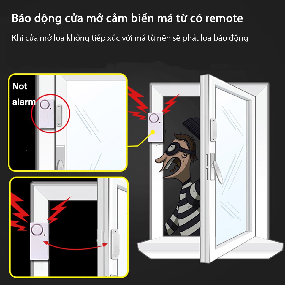 Chuông cửa cảm biến báo động chống trộm gắn cửa có remote KS-SF03R